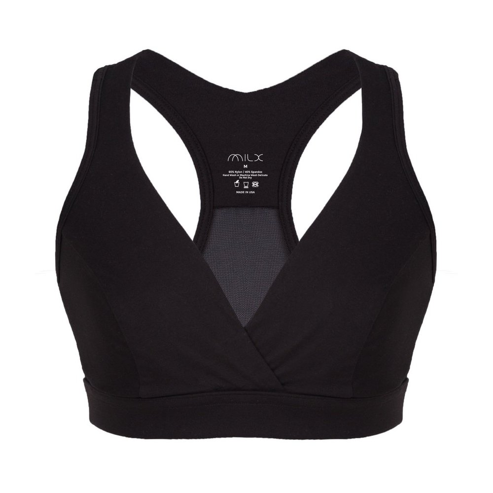 MILX NURSING & PUMPING SPORTS BRA - LARGE - BLACK